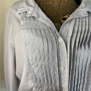 J. Crew Navy Blue and White Striped Shirt
